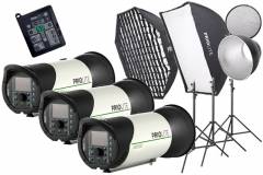 3 MB500 + Softbox 70x100 + Octaform 120 + Reflektor 7inch + Wabe für Reflektor + 3 Stative + Funkfernbed. + Ladegerät