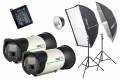 2 MB500 + Softbox 70x100 + Schirm 100 cm + Schirmreflektor + 2 Stative + Funkfernbedienung + Ladegerät
